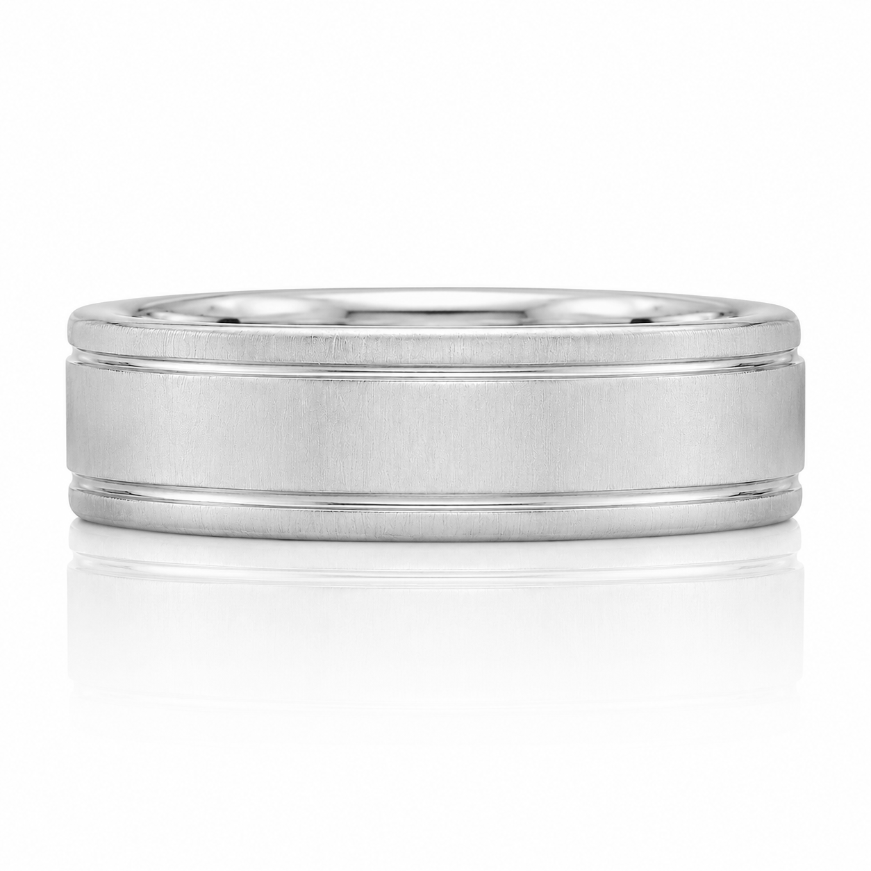 A silver-colored ring with a smooth, polished surface.