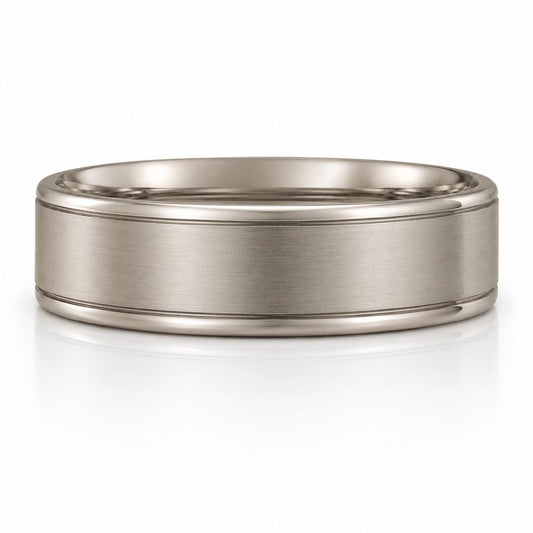 A silver-colored ring with a smooth, polished surface.