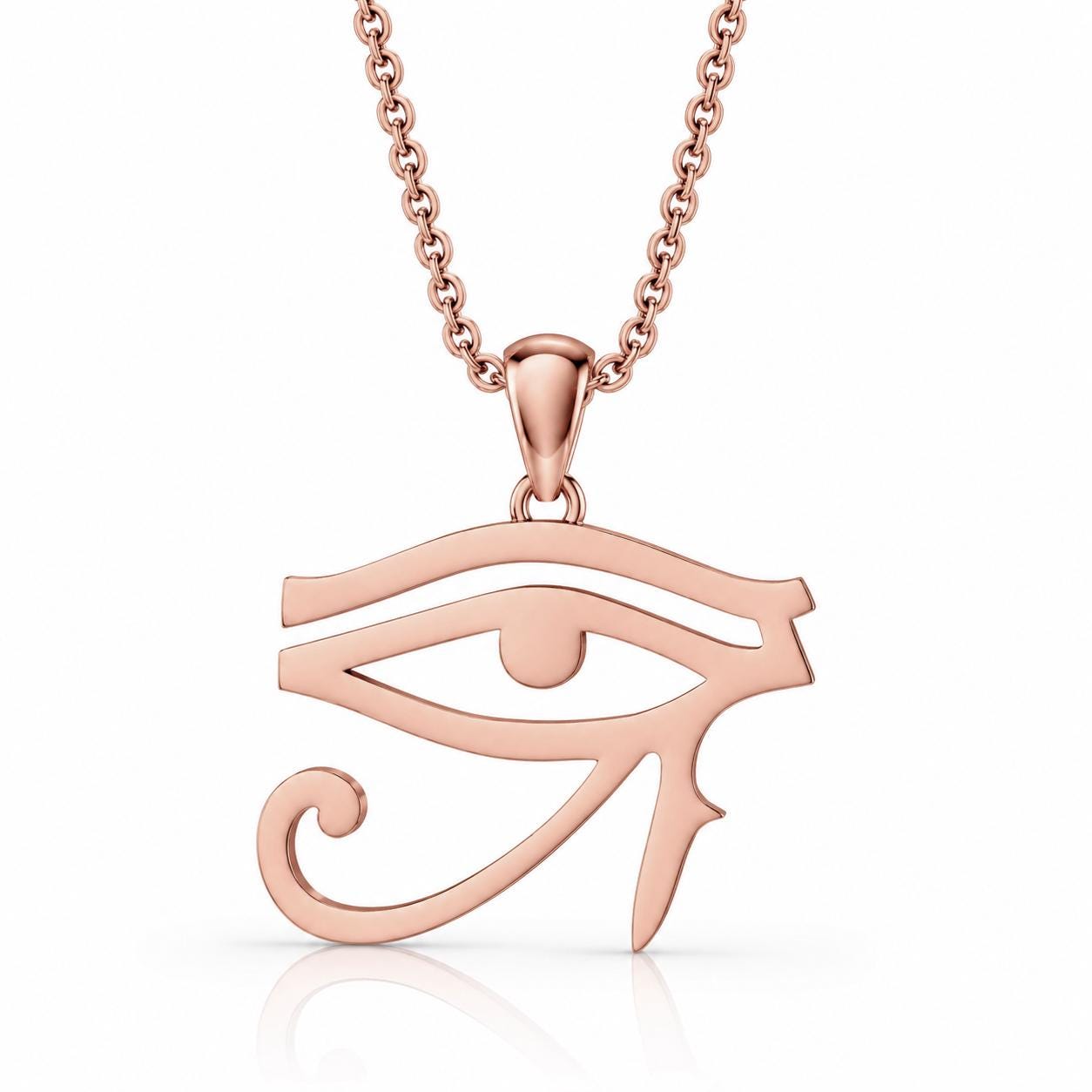 A necklace with a pendant in the shape of the Eye of Horus, a significant symbol in ancient Egyptian mythology.