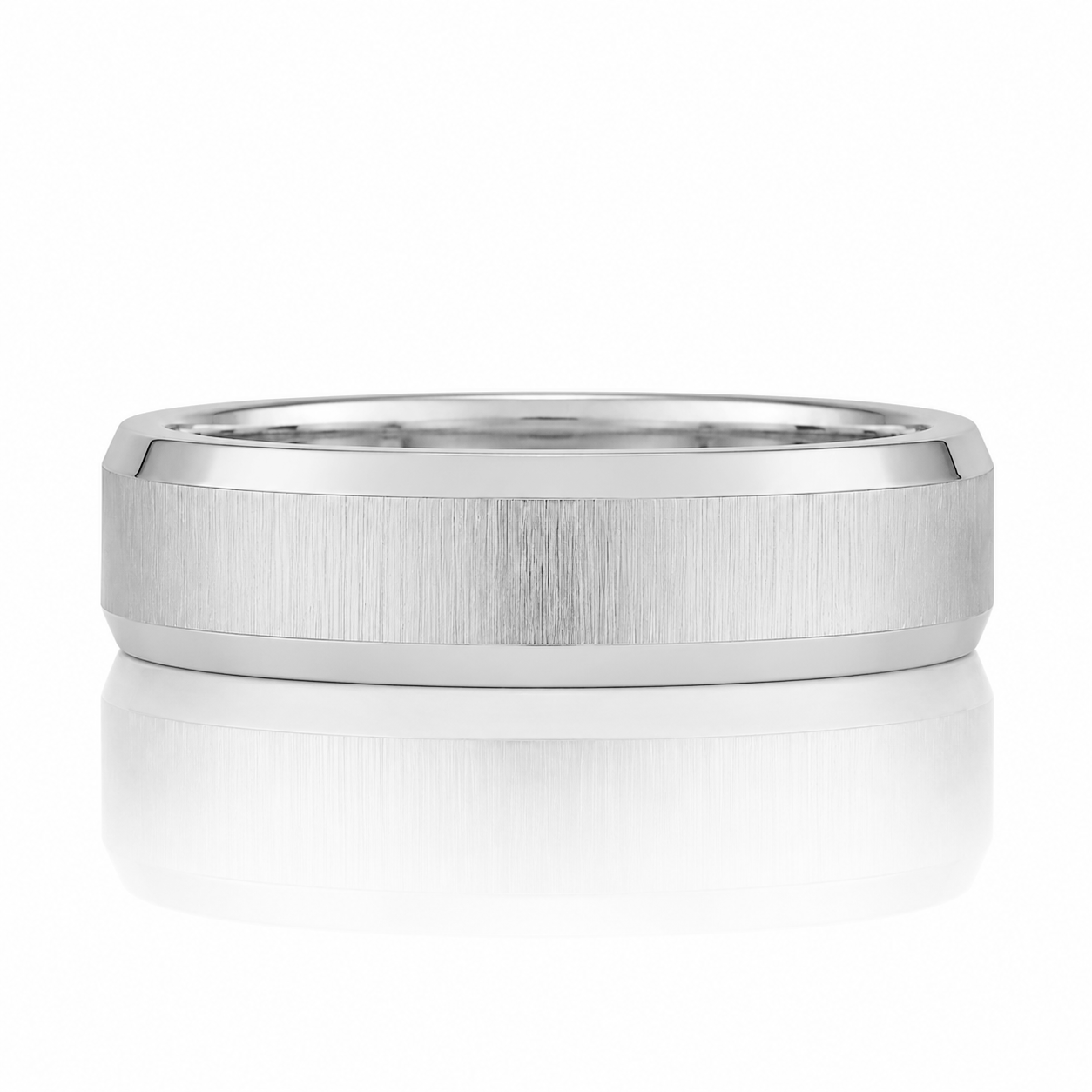A silver-colored ring with a textured band, displayed against a white background.
