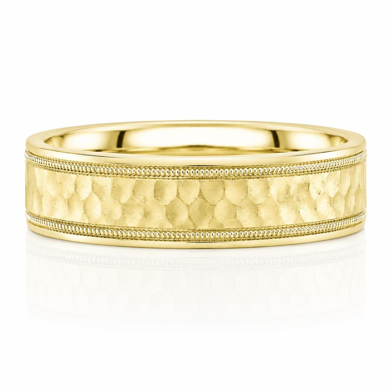 A gold band with a textured, embossed design.