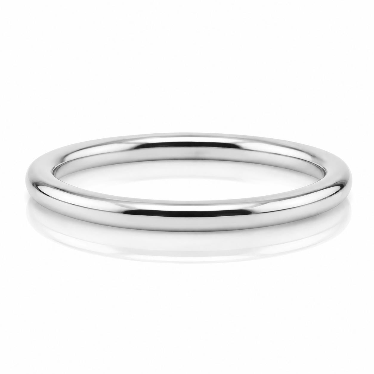 A simple silver ring with a smooth, shiny surface.