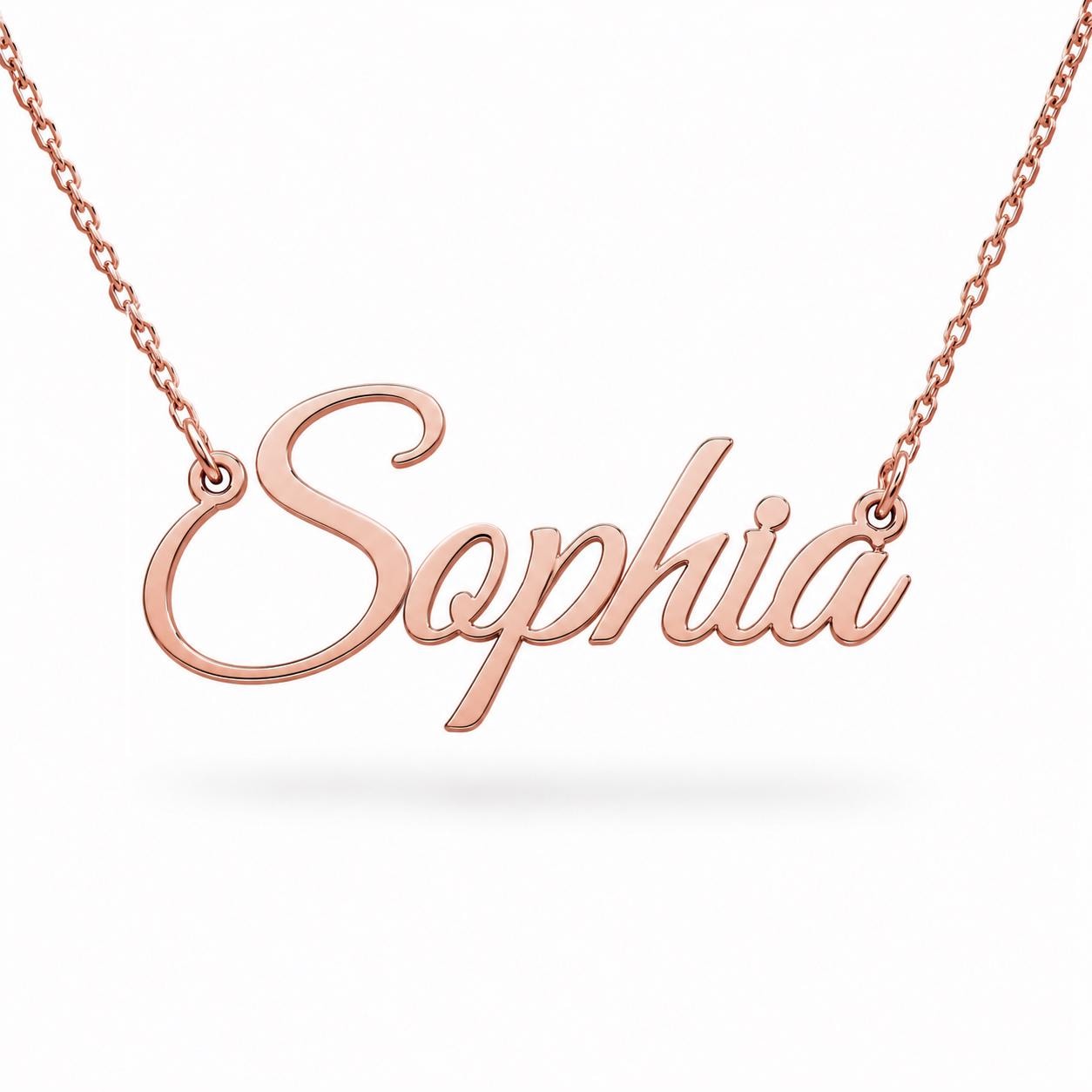 A necklace with the name "Sophia" engraved on it.