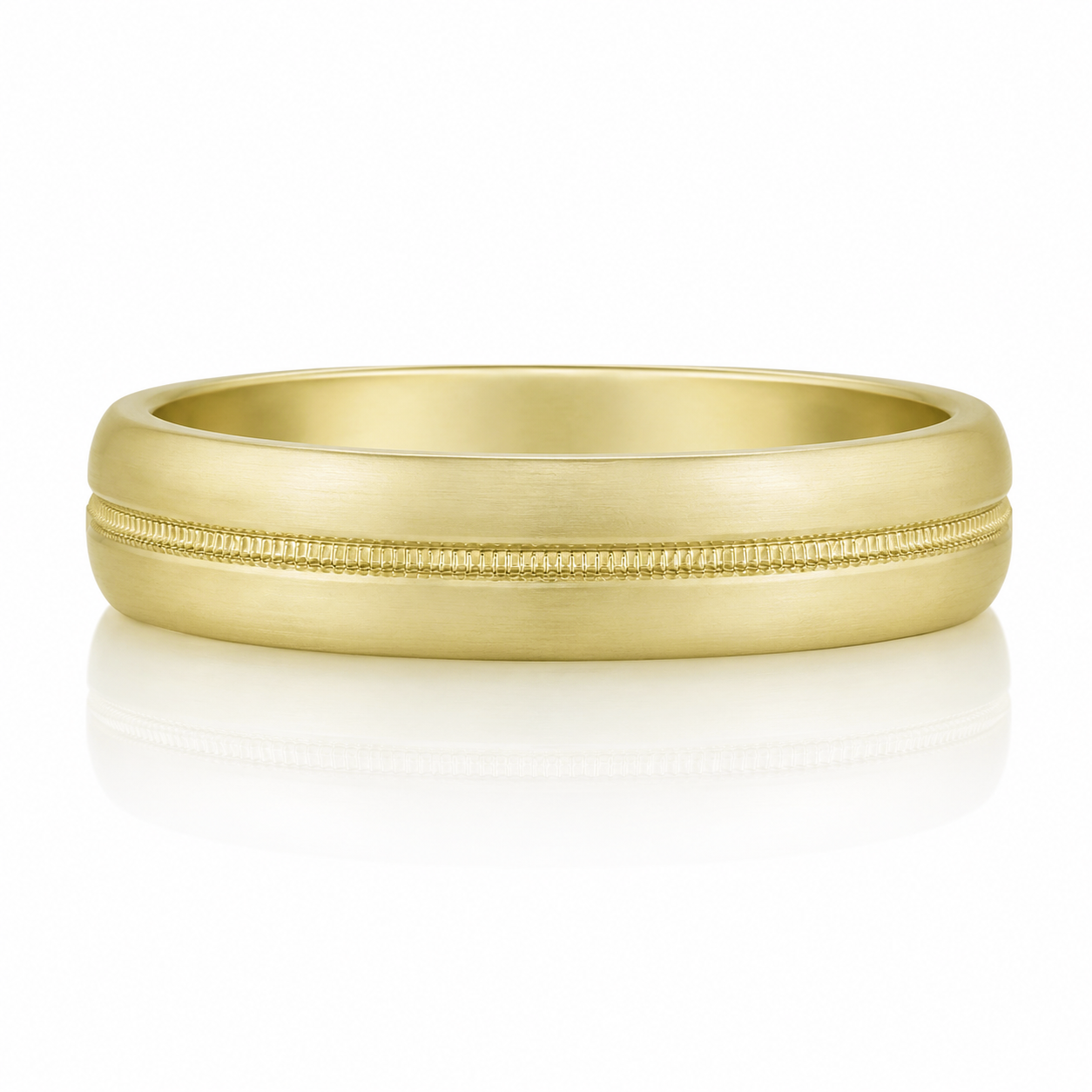 A gold ring with a simple, elegant design.