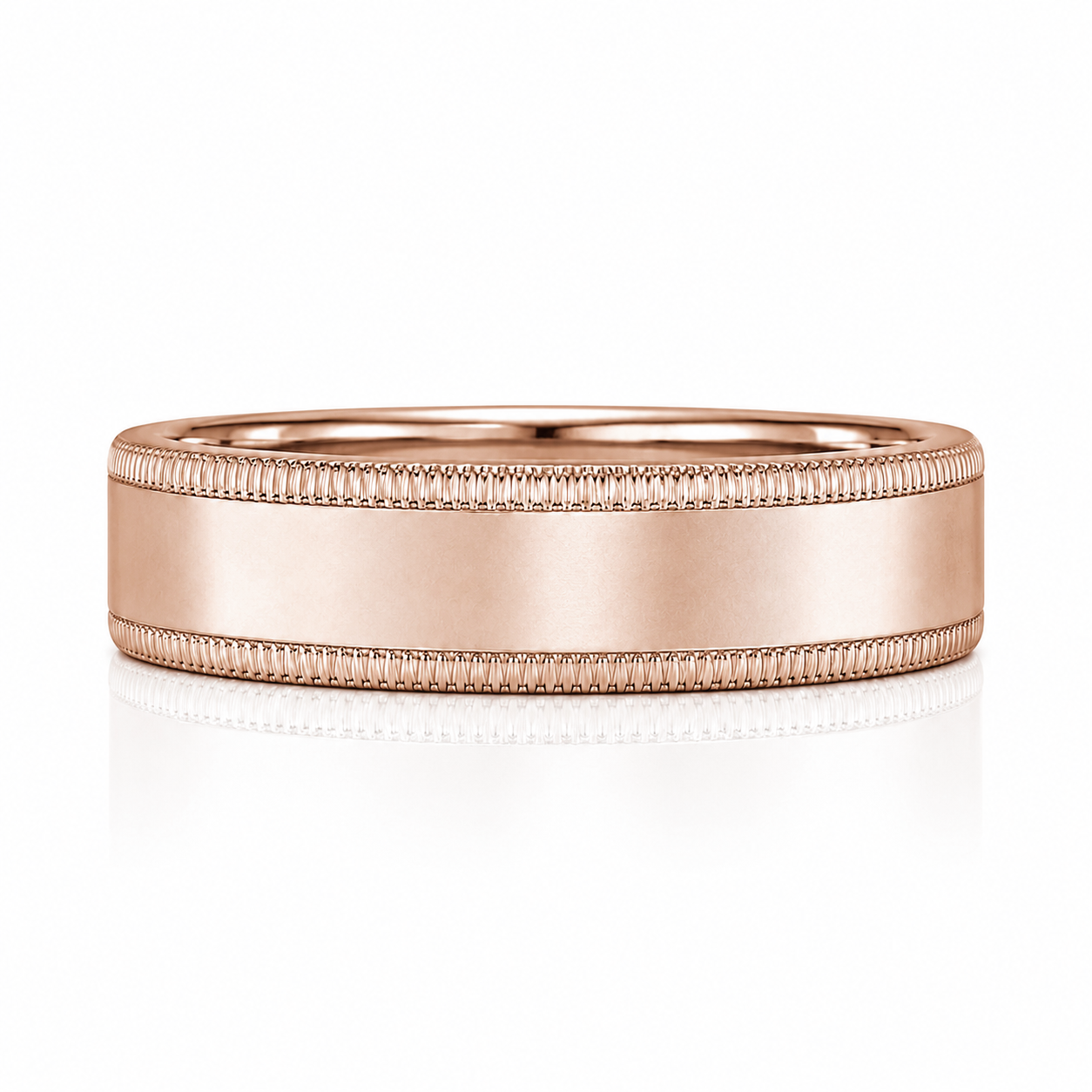 A rose gold band with a simple, elegant design.