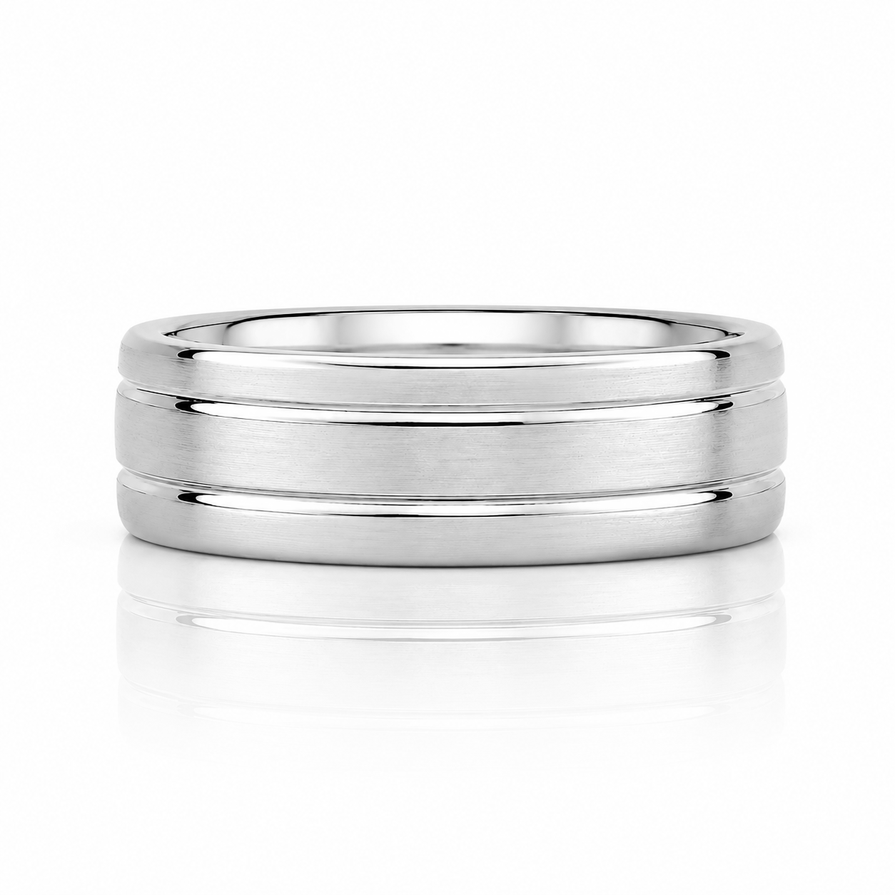 A silver ring with three concentric bands, showcasing its elegant design.